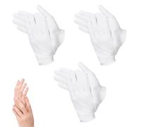 ZORVYN 3 Paires Gants en Coton 100% pour Cosmétiques et Crèmes Hydratantes, Idéal pour Mains Sèches et Eczéma, pour Crèmes de Beauté, Manipulation de Monnaie, Bijoux, Argent (Blanc)