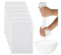 ZORVYN 6 Pièces Sac a Lait Vegetal,Réutilisables 20x30cm Mousseline Alimentaire,Etamine Alimentaire,En nylon bio,Avec Cordon de Serrage Pour Fromage,Jus de fruits,Café,Jus de Légumes