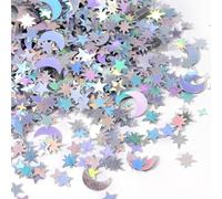ZORVYN 6000 pièces Confettis Étoiles Pailletés Décoration de Table pour Anniversaire, Mariage, Jubilés, Fêtes, EID, DIY (Argent)