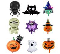 ZORVYN 9 Pièces XXL Ensemble de Ballon Halloween avec Citrouille Fantôme Sorcière Araignée pour décoration halloween enfant et Anniversaire
