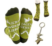 ZORVYN Cadeau Chasseur Homme - Coffret avec Chaussettes Amusantes et Porte-clés Cerf, Accessoire Original pour la Chasse pour Papa et Grand-père