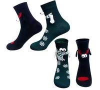 ZORVYN Chaussettes Magnétiques Amusantes pour Couples Chaussettes qui se Tiennent par la Main Cadeau de Noël Original pour Lui et Elle Homme Femme avec Aimant