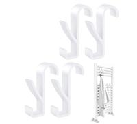 ZORVYN Crochet pour radiateur, Lot de 4 pièces, Serviette salle de bain, Seche serviette, Accrocher de manière flexible, Pour tous les radiateurs standard, Plastique blanc (2,5 x 9,5 x 6 cm) (Blanc)