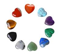 ZORVYN Lot de 10 Pierres Précieuses en Forme de Cœur, Pierres de Guérison Naturelles, Cristaux Énergétiques, Cadeaux Porte-Bonheur pour Reiki et Méditation, Petits Présents pour Elle