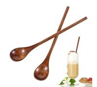 ZORVYN Lot de 2 Cuillere Miel Bois Longue 20 cm Cuillère en Bois à Long Manche pour Café Thé Soupe et Cuisine