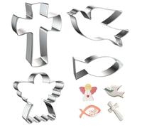 ZORVYN Lot de 4 emporte-pièces, Forme Poisson, Forme Croix, Forme Colombe, Forme Ange, idéal pour la Communion, Noël et Autres fêtes.