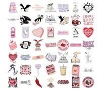 ZORVYN Lot de 52 Stickers Aesthetic Bookish, Autocollants Imperméables Anime pour Ordinateur Portable, Journal, Kindle, Valise, MacBook, Casque de Moto, Scrapbook, Lecture Filles et Femmes (Rose)