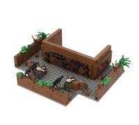 Zorwlodc Bâtiment Militaire Scène de Bataille Block de Construction, Maquette de Champs de Bataille Militaire, 300+ Pièces, Compatible avec Lego Militaire