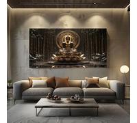 ZORYAN Cadre Mural Decoratif pour Salon Zen Bouddha Toile Decoration Murale pour Chambre Adulte Oriental Lotus Grand Tableau Moderne Chinois Bambou 50x100cm Impression Artistique pour Bureau