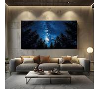 ZORYAN Grand Tableau Mural XXL Ciel Étoilé Forêt Toile Imprimée pour la Decoration du Salon Galaxie Nuit Poster Moderne Silhouette Arbre Photo Artistique Sans Cadre 80x160 cm