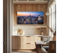 ZORYAN Grand Tableau Mural XXL Contemporain Ville Toile Imprimée pour la Decoration du Salon Moderne Coucher de Soleil Poster Moderne Urbain Architecture Photo Artistique Cadre en Bois 80x120 cm