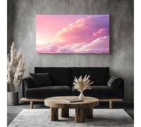 ZORYAN Grand Tableau Mural XXL Esthétique Nuage Toile Imprimée pour la Decoration du Salon Romantique Ciel Poster Moderne Rêve Rose Photo Artistique Sans Cadre 80x160 cm