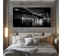 ZORYAN Grand Tableau Mural XXL Moderne Ville Toile Imprimée pour la Decoration du Salon Paysage Urbain architecture Poster Moderne Classique rivière Photo Artistique Cadre en Bois 80x120 cm