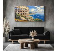 ZORYAN Grand Tableau Mural XXL Peinture à l'huile Architecture Toile Imprimée pour la Decoration du Salon Paysage Océan Poster Moderne Art Bâtiment Photo Artistique Cadre en Bois 80x120 cm