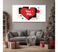 ZORYAN Grand Tableau Mural XXL Saint Valentin Coeur Toile Imprimée pour la Decoration du Salon Romantique Amour Poster Moderne Pop Art Mots Photo Artistique Cadre en Bois 80x120 cm