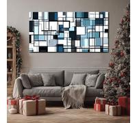 ZORYAN Grande Impression sur Toile Art Abstrait Ligne Tableau Mural Géométrique Carré Pour Salon Moderne, Art Decoratif Moderne Rectangle Photo pour Chambre Sans Cadre 60x120 cm