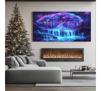 ZORYAN Grande Impression sur Toile Fantaisie Arbre de Vie Tableau Mural Céleste Cascade Pour Salon Moderne, Art Decoratif Mystique Galaxie Photo pour Chambre Sans Cadre 60x120 cm