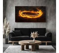 ZORYAN Grande Impression sur Toile Fantastique Anneau Tableau Mural Gothique Flamme Pour Salon Moderne, Art Decoratif Magique Feu Photo pour Chambre Cadre en Bois 60x120 cm