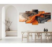 ZORYAN Impression sur Toile Géométrie Abstraite Des Fluides Tableau Décoratif Mural pour Salon et Chambre Couleur Orange Multi Panneau 5 Parties Toile Murale Moderne pour Cuisine et Maison 200x100 cm