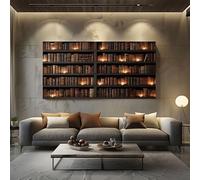 ZORYAN Tableau Decoration Murale Cadre en Bois Vintage Bibliothèque Photo Artistique 50x100cm Prêt à Suspendre Ancien Livre Décoration Murale pour Salon et Chambre Adulte