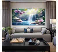 ZORYAN Tableau Decoration Murale Cascade D'Orchidées Zen Photo Artistique Sans Cadre Vert Décoration Murale pour Salon et Chambre Adulte 60x120cm