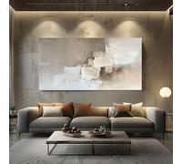 ZORYAN Tableau Decoration Murale Peinture À L'Huile Géométrique Abstraite Photo Artistique Sans Cadre Blanc Décoration Murale pour Salon et Chambre Adulte 60x120cm