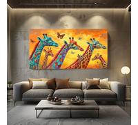 ZORYAN Tableau Decoration Murale pour Salon Peinture à l'huile Girafe Impression sur Toile Moderne Animaux Sauvages Papillon Affiche Poster Coloré Safari Chambre Adulte Sans Cadre 50x100 cm