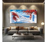 ZORYAN Tableau Decoration Murale Salon Fleurs Grecques Tableau Decoration Mural Image Sur Toile Photo Images Motif Moderne Décoration Chambre Blanc Sans Cadre 80x160cm