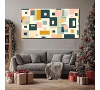 ZORYAN Tableau Decoration Murale Salon Géométrique Carré Grand Impression sur Toile Abstrait Rectangle Cadre Mural Moderne Moderne Polygone Peinture pour Chambre Adulte Bureau 50x100 cm