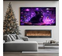 ZORYAN Tableau Decoration Murale Salon Magique Chat Noir Grand Impression sur Toile Sorcière Potion Cadre Mural Moderne Mystique Sortilège Peinture pour Chambre Adulte Bureau 50x100 cm