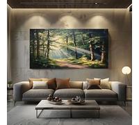 ZORYAN Tableau Decoration Murale Salon Paysage Naturel Forestier Tableau Decoration Mural Image Sur Toile Photo Images Motif Moderne Décoration Chambre Vert Sans Cadre 80x160cm
