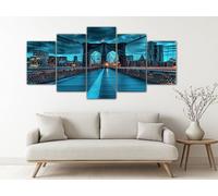 ZORYAN Tableau Multi Panneau 5 Parties Moderne Ville Grande Decoration Murale Paysage Urbain Architecture Impression sur Toile Moderne Américain Drapeau Américain Salon, Chambre, Cuisine et Maison