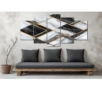 ZORYAN Tableau Multi Panneau 5 Parties Motif Marbré Luxueux Grande Decoration Murale Gris Impression sur Toile Moderne Salon, Chambre, Cuisine et Maison 100x50 cm