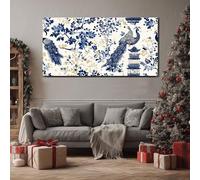 ZORYAN Tableau sur Toile Style Chinois Paon Grand Format XXL Decoration Murale Japonais Fleurs de Cerisier Bois pour Salon Chambre Oriental Branche Art Mural Moderne 80x160 cm