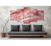 ZORYAN Tableaux Decoratifs Muraux Marbre Luxueux Multi Panneau Toile Imprimée pour Salon Rouge Deco Murale Moderne pour Chambre et Maison 150x75 cm