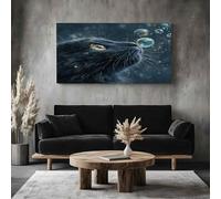 ZORYAN Tableaux Posters et Arts Décoratifs Fantastique Chat Grande Toile Murale pour Salon Ciel étoilé Bulle Cadre Decoratif Chambre Mignon Animal Tableau Impression pour Maison 70x140 cm