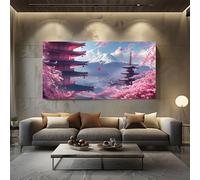 ZORYAN Tableaux Posters et Arts Décoratifs style japonais Fleurs 70x140cm | de Cerisier Grande Toile Murale pour Salon Asiatique Mont Fuji Cadre Decoratif Chambre Tableau Impression pour Maison