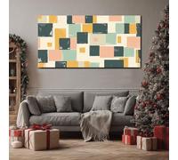 ZORYAN Toile Decoration Murale Géométrique Carré Tableau Moderne pour Salon Abstrait Rectangle Affiche Artistique Poster Moderne Polygone Chambre et Bureau Sans Cadre 70x140 cm