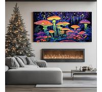 ZORYAN Toile Decoration Murale Psychédélique Champignon Grand Cadre pour Salon et Bureau Lumière Noire Forêt Tableau Moderne pour Chambre Adulte Néon Lueur Peinture sur Toile XXL 80x120 cm