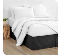 ZORZA Cache-Sommier Plissé 100% Microfibre en Coton,Cache Sommier 90x190/90x200/120x200/140x200/150x190/150x200/180x200/200x200,avec Jupe de Lit de Volants De 35 cm,Noir,180x200+35cm