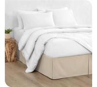ZORZA Cache-Sommier Plissé 100% Microfibre en Coton,Cache Sommier 90x190/90x200/120x200/140x200/150x190/150x200/180x200/200x200,avec Jupe de Lit de Volants De 35 cm,Beige,140x200+35cm
