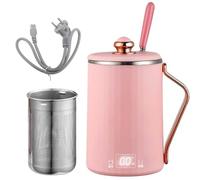 ZORZA Faitout électrique Portable, Bouilloire à thé multifonctionnelle en Acier Inoxydable, Chauffage Rapide, Puissance 300 W, contrôle Intelligent, infuseur Amovible,Rose