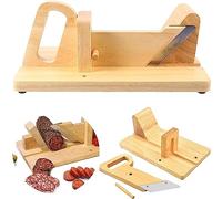 ZORZA Trancheuse à Charcuterie Manuelle Machine à Couper Trancheuse à Saucisson charcuterie Guillotine Manuelle,Support en Bois +Lame en Acier Inoxydable