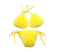 ZOSCGJMY Maillot de bain deux pièces en fausse fourrure pour femme, jaune, 56D