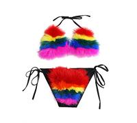 ZOSCGJMY Maillot de bain deux pièces en fausse fourrure pour femme, multicolore, 56D
