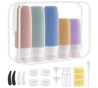 Zosenyer 20 Pièces Flacon Voyage Avion, Contenant Voyage en Silicone, Réutilisable et Étanche Bouteille Kit Voyage Avion pour Travel Shampoing, Creme, liquidi e Lotion et Cosmétiques, Couleur