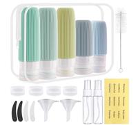 Zosenyer 20 Pièces Flacon Voyage Avion, Contenant Voyage en Silicone, Réutilisable et Étanche Bouteille Kit Voyage Avion pour Travel Shampoing, Creme, liquidi e Lotion et Cosmétiques, Vert