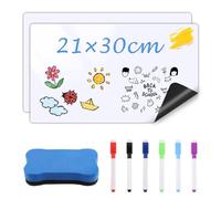 Zosenyer 2x Tableau blanc magnétique A4 - adapté aux surfaces PET et découpe DIY - 6 marqueurs - effacez avec un effaceur magnétique - aimant en caoutchouc (pour frigo, bureau, chambre d'enfant)