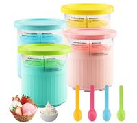 Zosenyer 4 Pièces Pot pour ninja Creamy Deluxe, 800ml pour Ninja Creamy Deluxe Accessoires pour Ninja Creami NC500 NC501 Série, Récipients à Crème Glacée, Lave-vaisselle, Rose, Vert, Jaune et Bleu