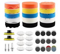 Zosenyer 88 Pièces Kit Renovation Phare Voiture, 80mm Disque Polissage avec Adaptateur de Perceuse M10, Éponge de Tampon Polissage avec Papier Abrasif 75mm Wet et Dry pour Cirage, Voiture Ponçage